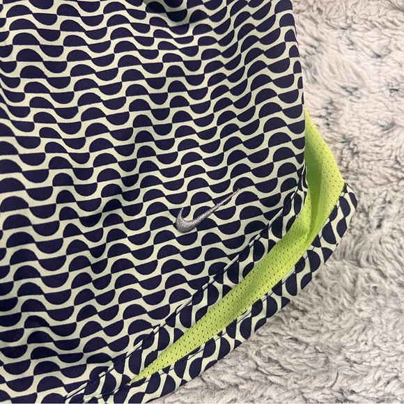 Nike Dri-Fit Women's Athletic Shorts with Dark Purple and Lime Design - Picture 5 of 6